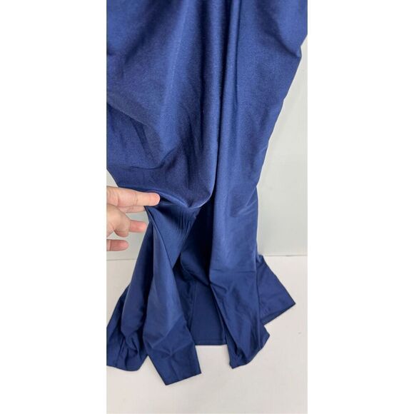 Emerald Sundae Mesh Panel Maxi Dress Size Extra Small Blue Side Slit Gown NEW - Picture 7 of 8